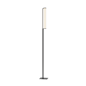 Lampione design elegante con corpo cilindrico in vetro scanalato nero, scontornata su sfondo bianco.