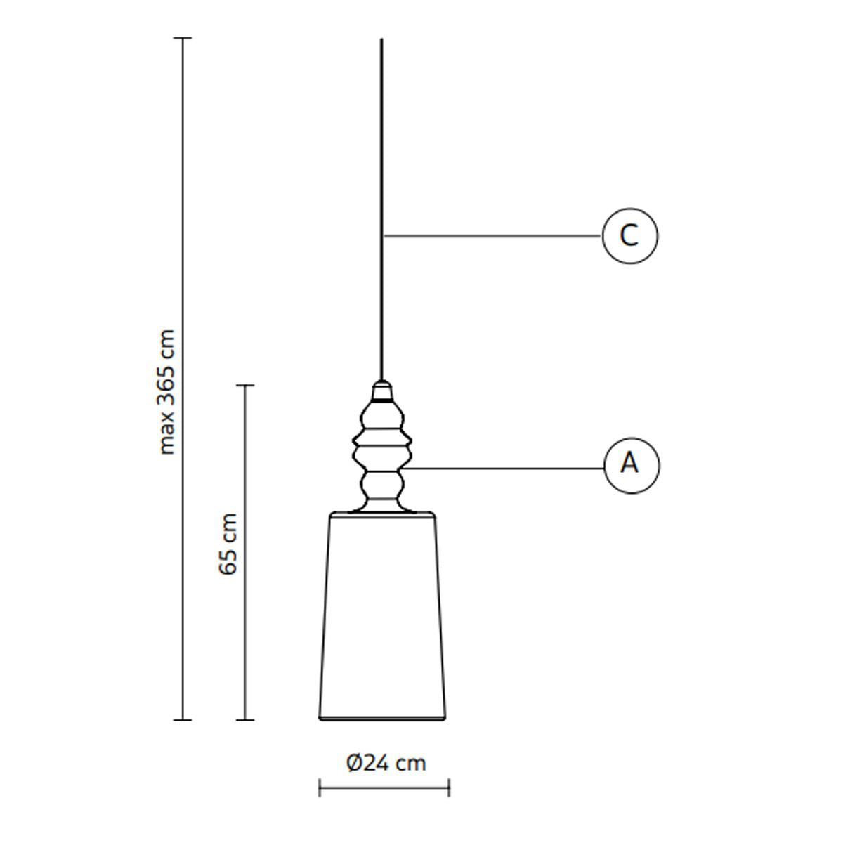 Disegno misure sospensione Alibaglass grande 