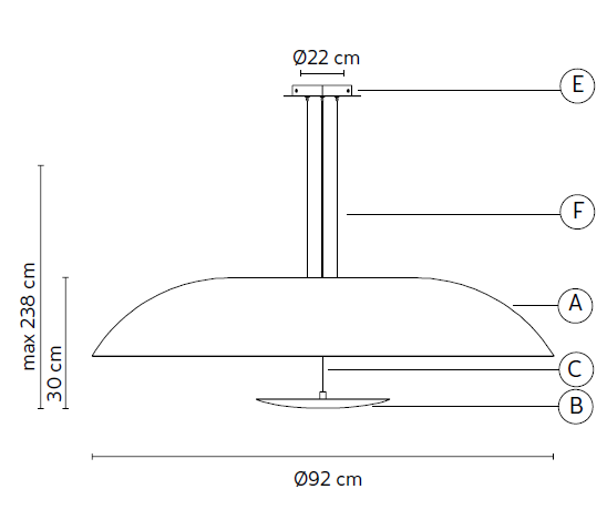 Misure sospensione Blanco diam. 92