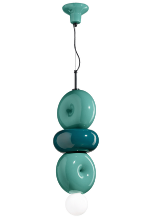 C2762 BumBum 3 sfere turchese Lampadario - Ferroluce