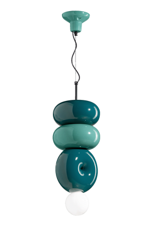 C2763 Lampadario Ceramica Verde Petrolio Sospensione - Ferroluce