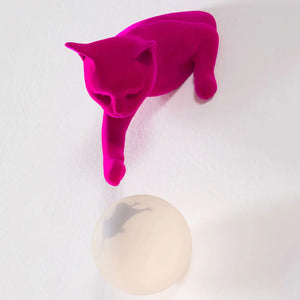 ecletty maoo lampada da parete gatto vellutata fucsia