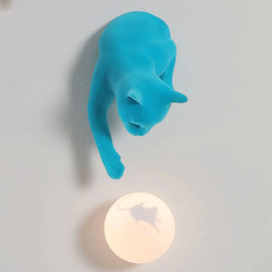ecletty maoo lampada da parete gatto vellutata celeste