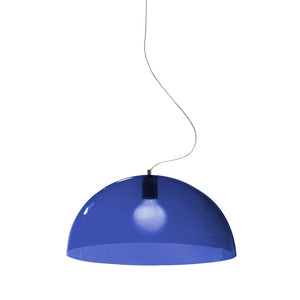 Lampada a sospensione Bubbles di Martinelli Luce, colore blu, su sfondo bianco. 