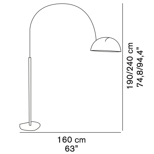 ecletty lampade da terra coupè arco misure