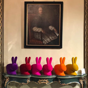 Rabbit Chair Baby Velvet Qeeboo - Sedia Coniglio in Velluto per Bambini