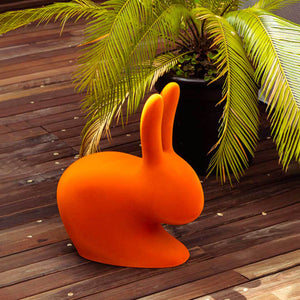 Rabbit Chair Baby Velvet Qeeboo - Sedia Coniglio in Velluto per Bambini