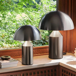 ecletty lampada da tavolo atollo metallo nickel nero satinato