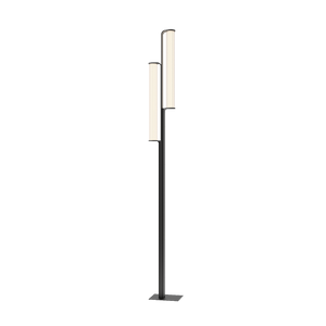 Lampada da esterno Class doppio cilindro in vetro scanalato nero, scontornata su sfondo bianco