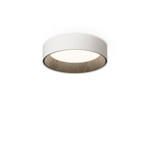 Plafoniera bianca piccola Duo Petra su sfondo neutro, design Vibia.
