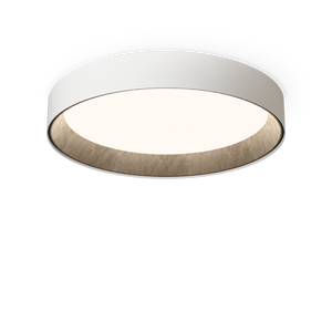 Plafoniera bianca grande Duo Petra su sfondo neutro, design Vibia.