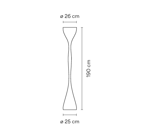 Disegno tecnico con le dimensioni della lampada da terra di design Jazz di Vibia: altezza e diametro in centimetri.