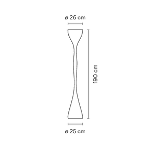 Disegno tecnico con le dimensioni della lampada da terra di design Jazz di Vibia: altezza e diametro in centimetri.