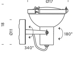 ecletty lampada Projecteur 165 da Parete misure