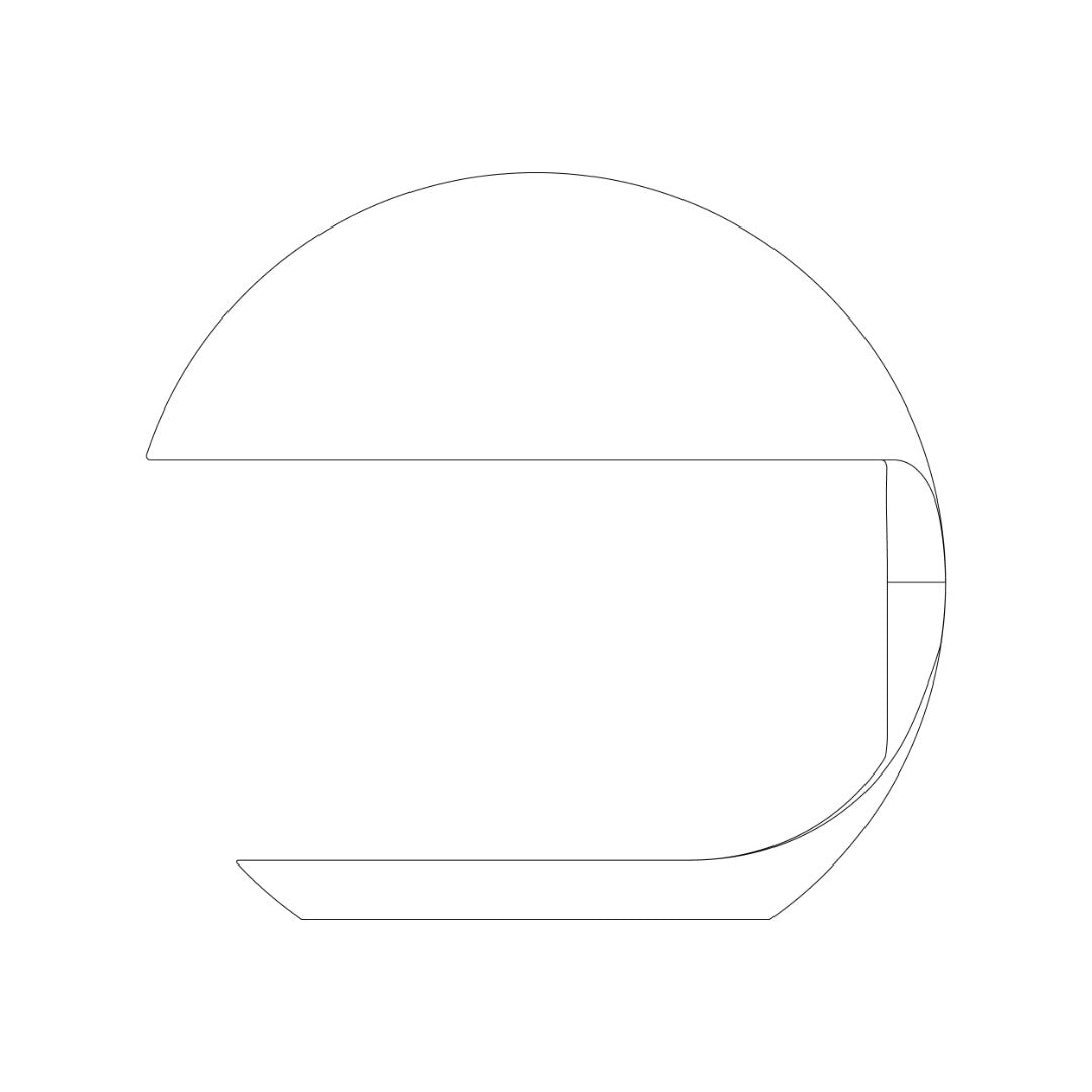Disegni tecnico della lampada da tavolo di design CObra, Martinelli Luce.