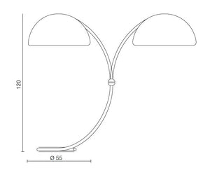Disegno tecnico con misure della lampada da terra Serpente 60.