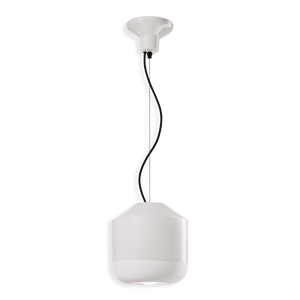 Sospensione in ceramica Bellota C2450 di Ferroluce in finitura bianco grezzo, su sfondo bianco.