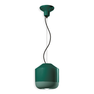 Sospensione in ceramica Bellota C2450 di Ferroluce in finitura verde bottiglia, su sfondo bianco.