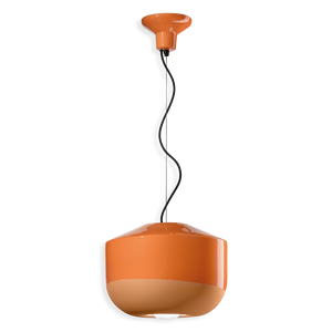 Lampadario a sospensione in ceramica Bellota C2451 di Ferroluce in finitura arancio pesca.
