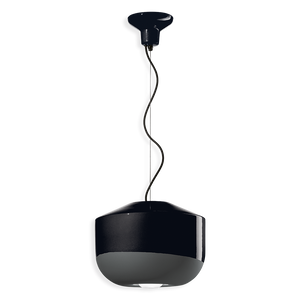 Lampadario a sospensione in ceramica Bellota C2451 di Ferroluce in finitura nero carbone.