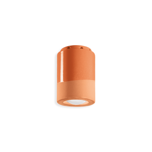 Plafoniera in ceramica Deco C985 di Ferroluce, finitura arancio pesca, su sfondo bianco.