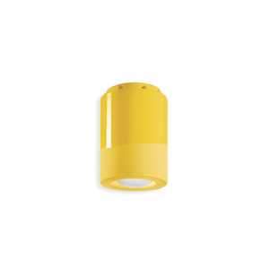 Plafoniera in ceramica Deco C985 di Ferroluce, finitura giallo limone, su sfondo bianco.