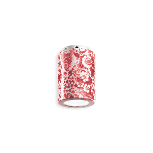 Plafoniera in ceramica Deco C985 di Ferroluce, finitura ming rosso, su sfondo bianco.