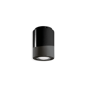 Plafoniera in ceramica Deco C985 di Ferroluce, finitura nero carbone, su sfondo bianco.