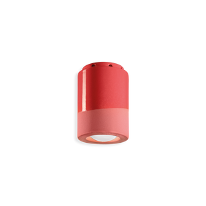 Plafoniera in ceramica Deco C985 di Ferroluce, finitura nel colore rosso, su sfondo bianco.