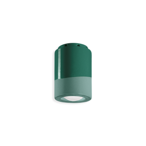 Plafoniera in ceramica Deco C985 di Ferroluce, finitura verde bottiglia, su sfondo bianco.