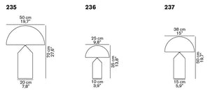 Atollo Vetro Oluce 235 236 237 — lampada da tavolo design Vico Magistretti