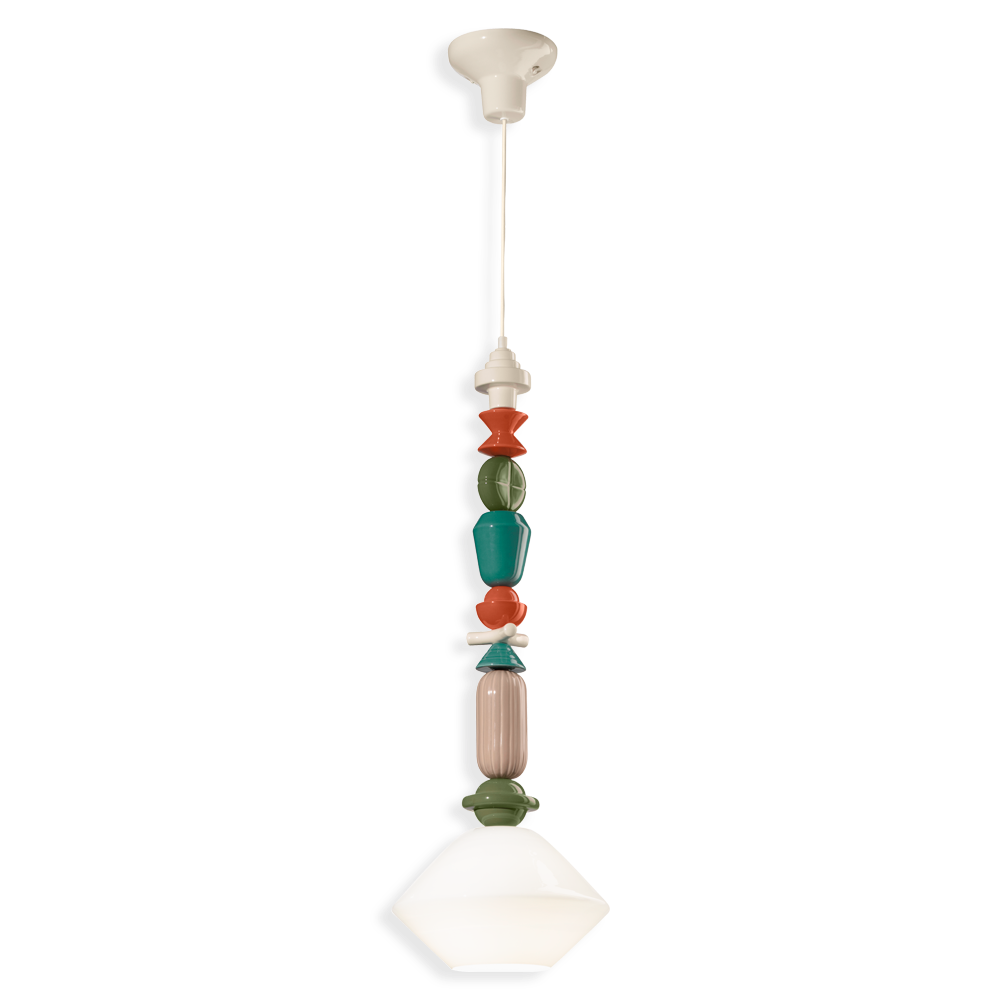 C2711 bianco latte Lampada sospensione design Lariat  – Ferroluce