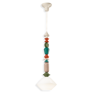 C2711 bianco latte Lampada sospensione design Lariat  – Ferroluce