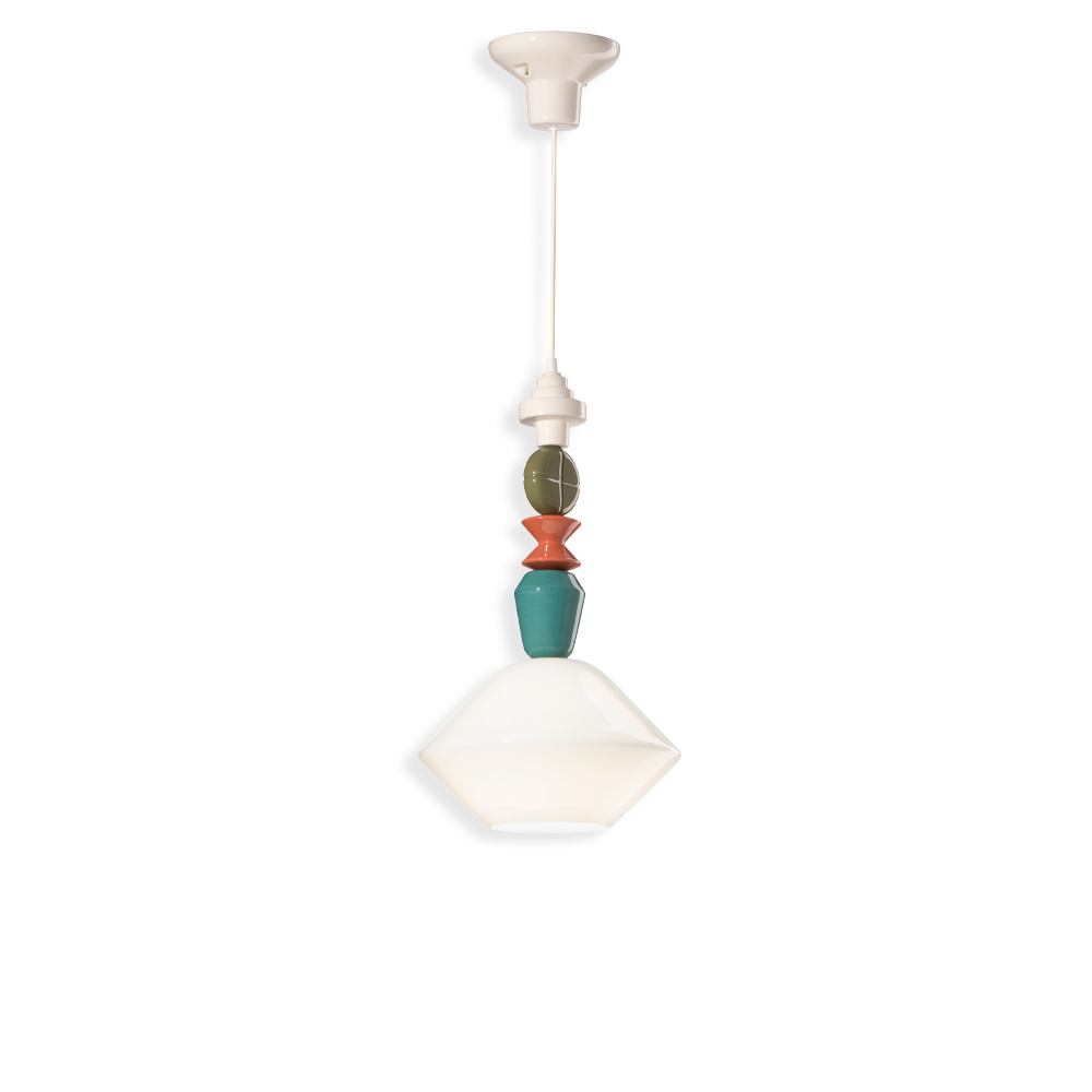 C2710 Lampada sospensione design Lariat bianco latte – Ferroluce