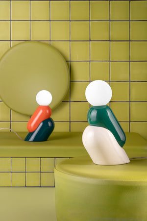 C2820 Tata lampada da tavolo design ceramica e vetro soffiato – Ferroluce