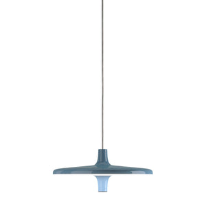 Lampada a sospensione Avro Martinelli Luce, versione azzurra, prodotto scontornato.
