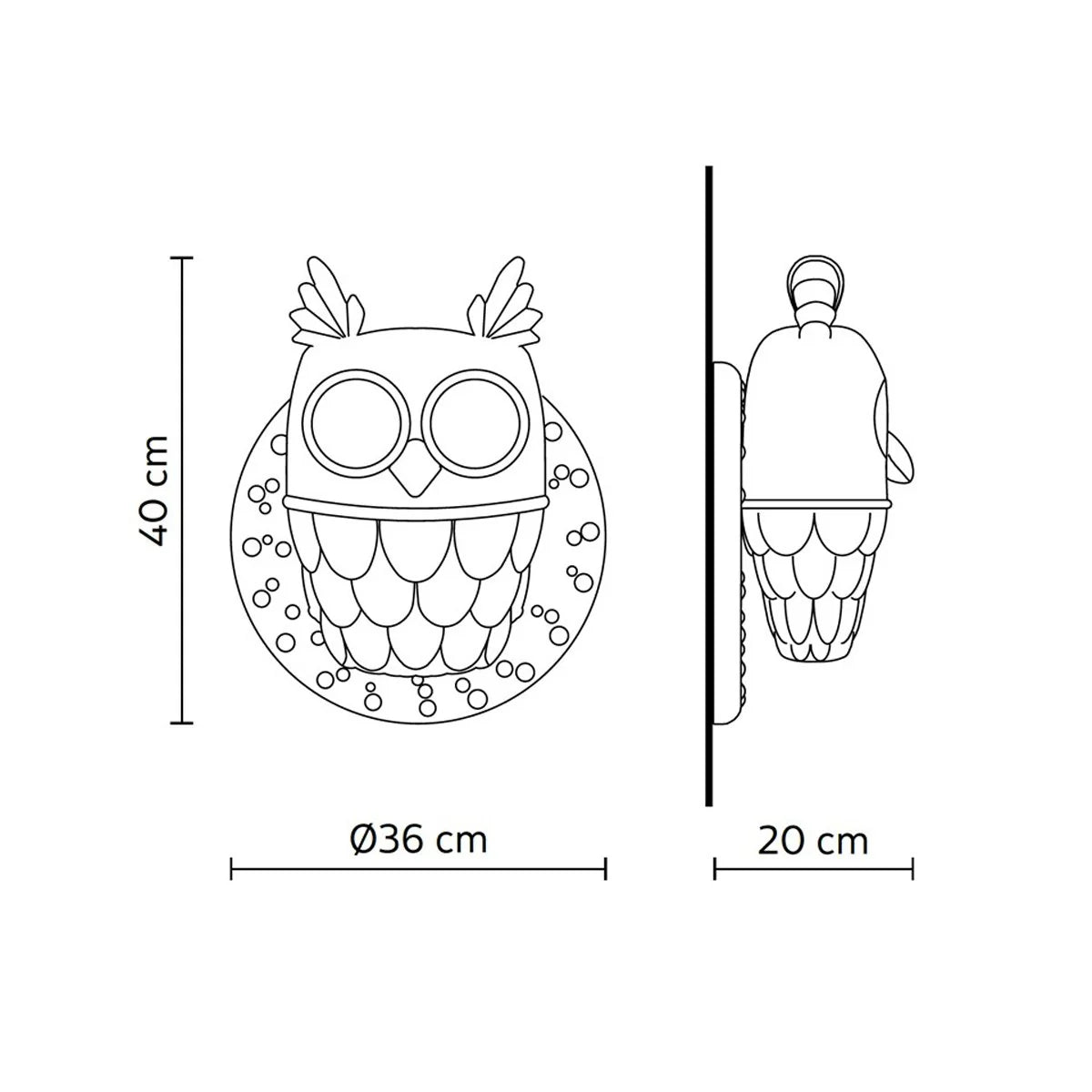 ecletty Ti-vedo lampada da parete by karman a forma di gufo misure