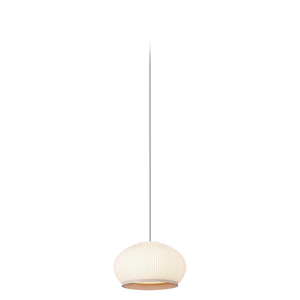 Sospensione 7455 Knit Vibia con rivestimento in lycra beige a coste, design Meike Harde, scontornata su sfondo bianco