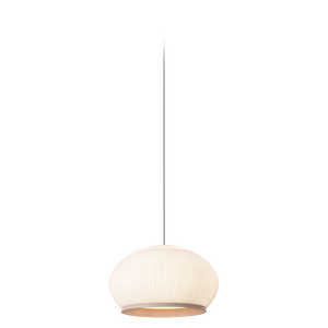 Sospensione 7440 Knit Vibia con rivestimento in lycra beige a coste, design Meike Harde, scontornata su sfondo bianco