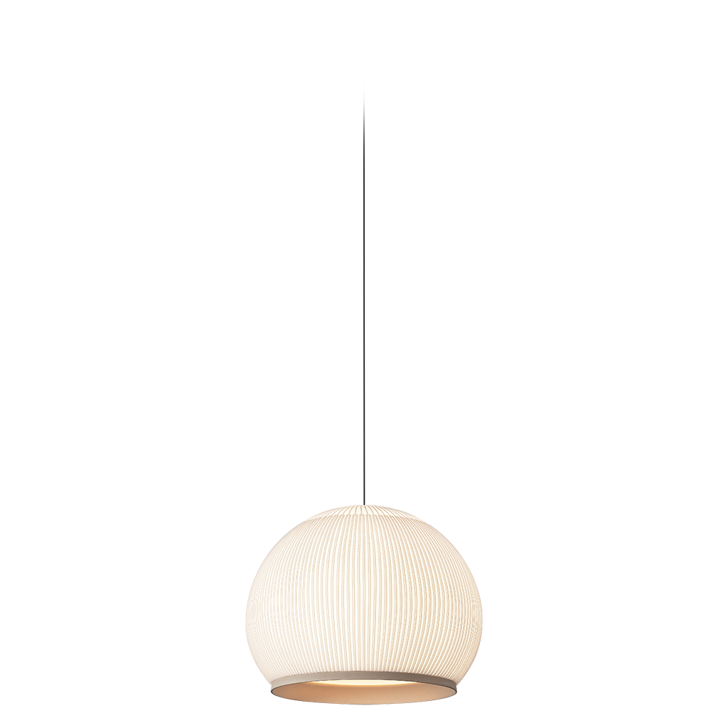 Sospensione 7475 Knit Vibia con rivestimento in lycra beige a coste scontornata su sfondo bianco