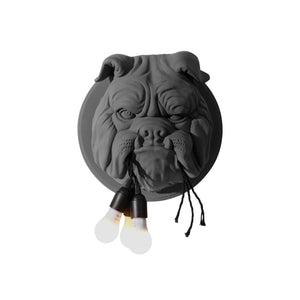 ecletty lampada da parete amsterdam by karman grigio che raffigura un bulldog