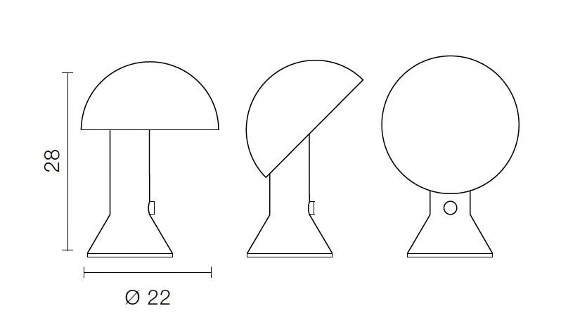 disegno lampada Elemetto con misure di Martinelli Luce.