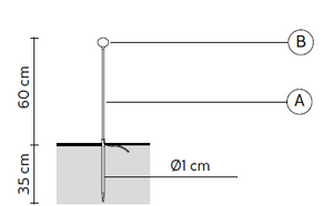 Disegno tecnico della MINUIT versione picchetto, altezza 60cm