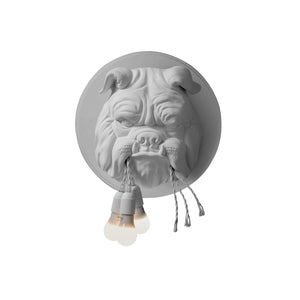 ecletty lampada da parete amsterdam by karman bianco opaco che raffigura un bulldog