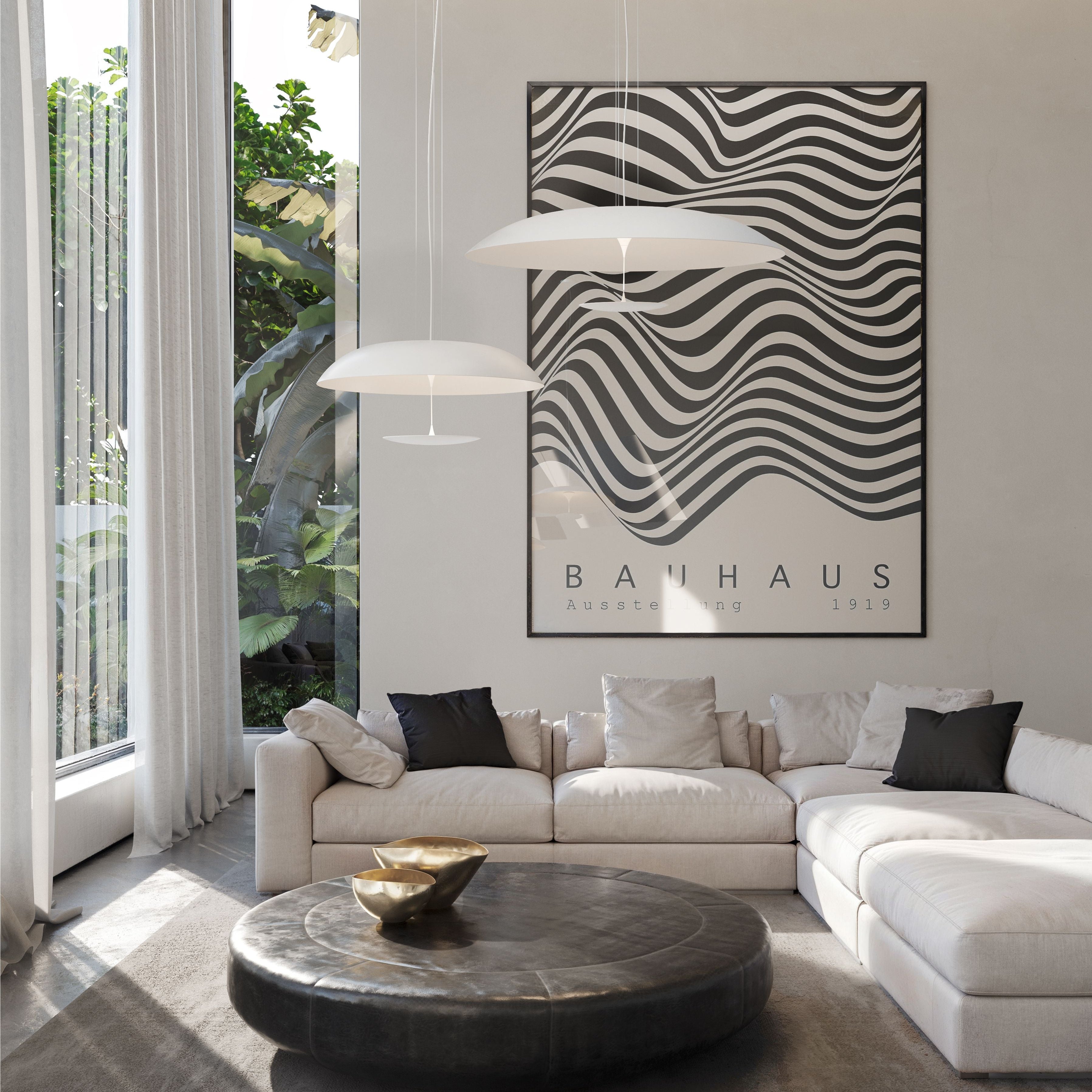 Lampada a sospensione  per soffitti alti. Design elegante e minimale per living