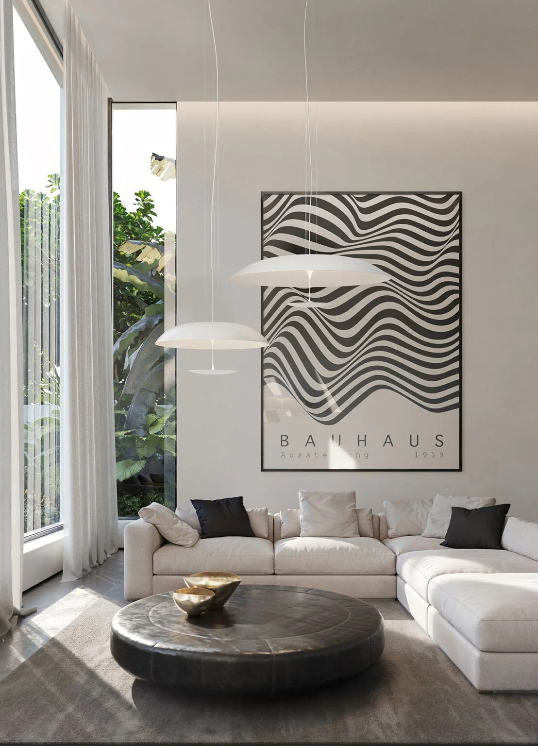 Lampada a sospensione  per soffitti alti. Design elegante e minimale per living