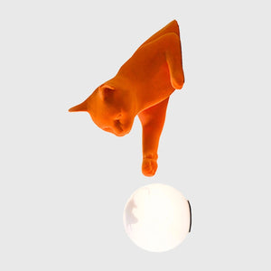 ecletty maoo lampada da parete gatto vellutata arancio