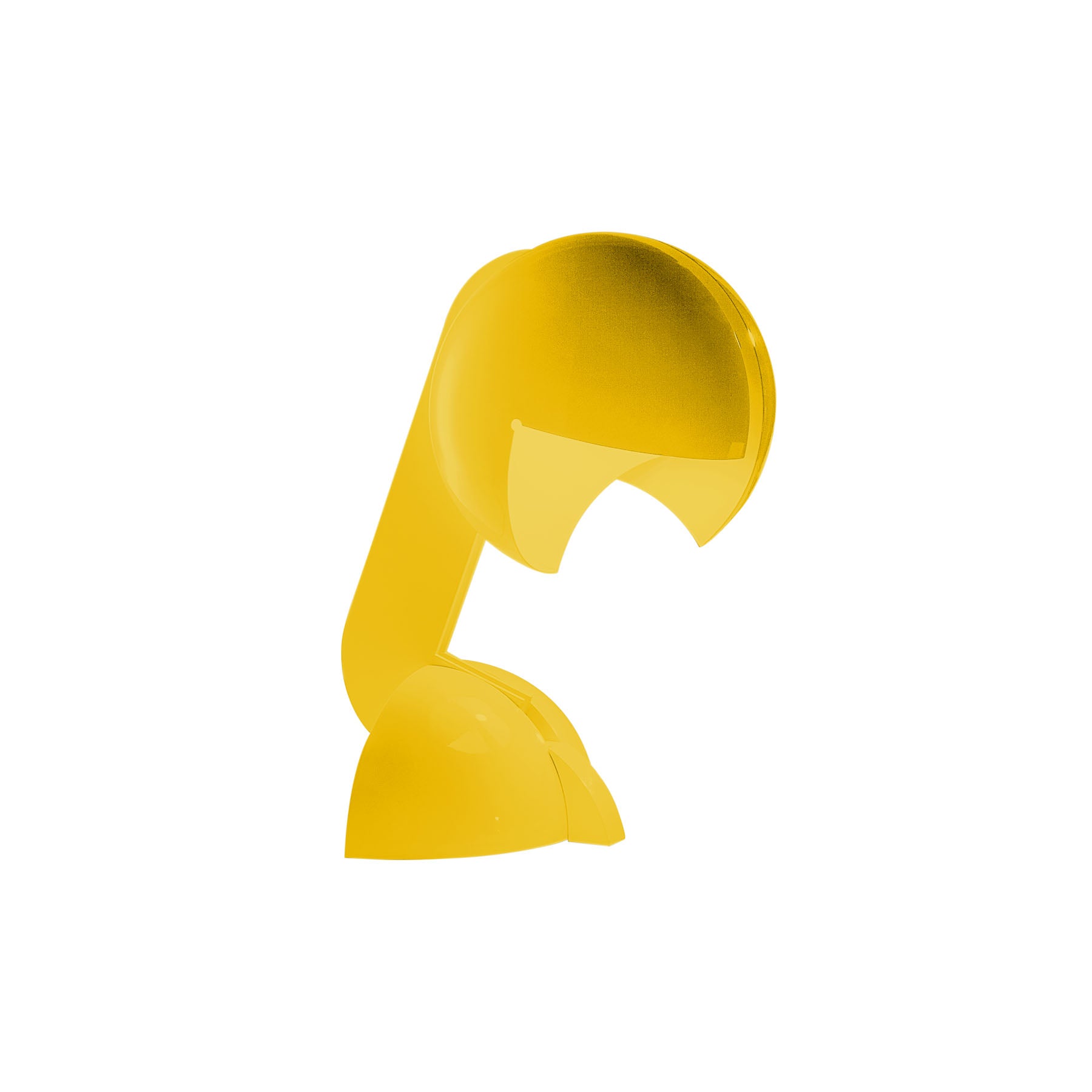 Lampada da tavolo di design Ruspa di Martinelli Luce, design Gae Aulenti, colore giallo su sfondo neutro.
