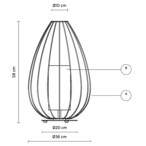 Misure lampada a gabbia di KArman, versione diametro 36