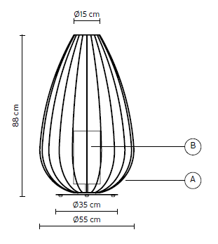 Immagine dimensioni lampada da terra karman diametro 55